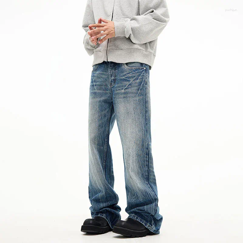 2025 S Fashion Designer Men S Jeans Men Straight Trousers Denim Flare Pants Long Pant Loose Casual Regular Splice Button Pocket High Waist Simple Autu