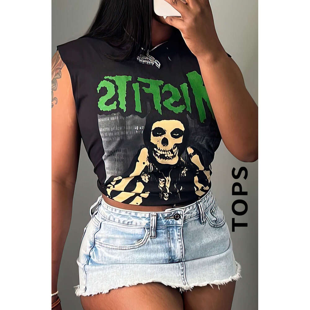 Summer American High Street Brand Fun Hot Stamping Loose Sleeveless Tank Top 2024 New Casual Fashion Trendy Clothing