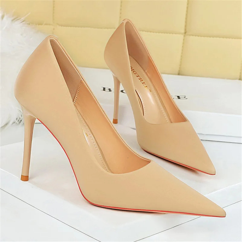 Women 10cm High Heels Satin Silk Dress Stiletto Fashion Pumps Lady Wedding Bridal Escarpin Catwalk Green Purple Peach Prom Shoes 241209