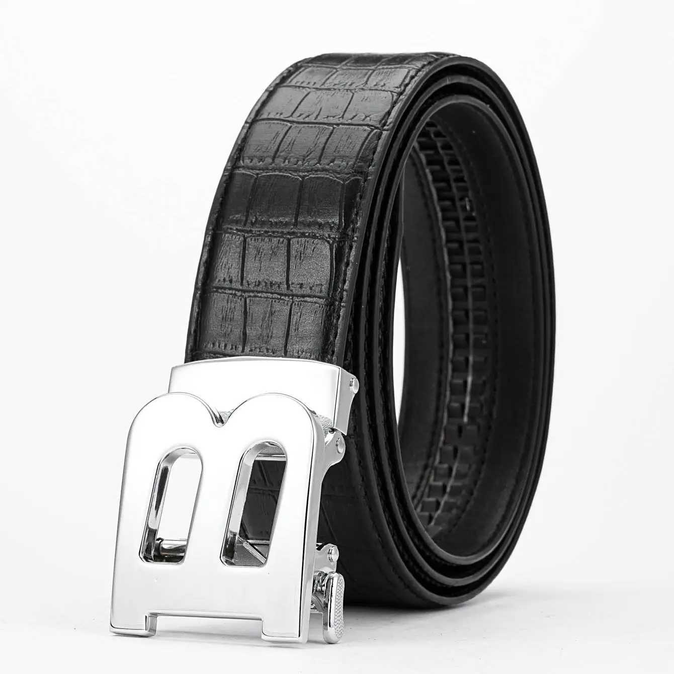 2024 Men's automatic first layer cowhide embossed belt men's business youth belt X241209