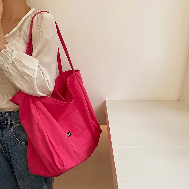 Korean style Canvas Tote Bags For Women Large Capacity Handbag Casual Shoulder Bag Shopping Gilr Purse bolsa feminina 241203