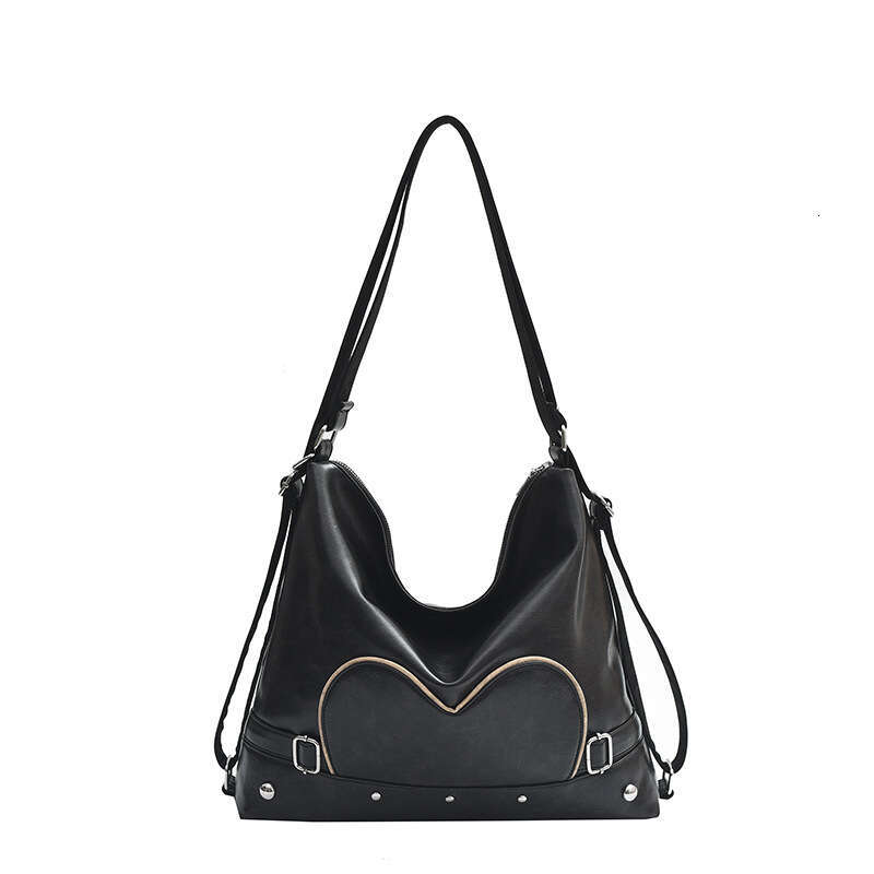 Korean version niche design shoulder women's fashionable and high-end commuting tote bag, lazy style contrasting color backpack