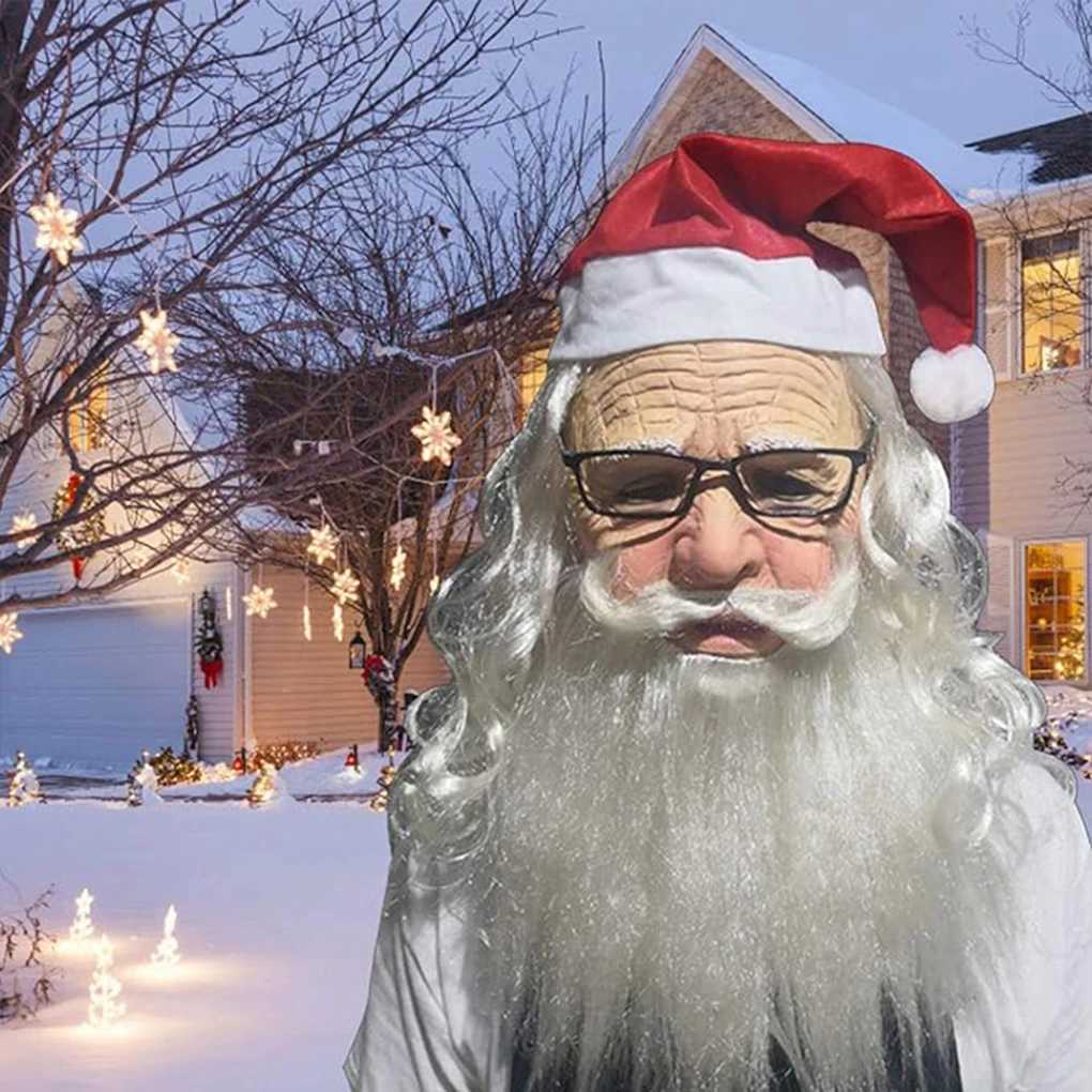 3pcsHigh Quality Unisex Christmas Face Mask Adults Santa Clause Latex Mask Headgear Cosplay Tools for Theme Party OrnamentsXJ241209