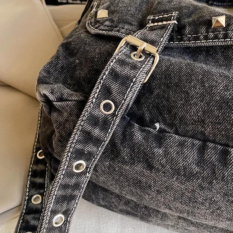 Drawstring Autumn Y2k Denimn Shoulder Bags Vintage Crossbody For Women Large Capacity Female Tote zhanyishengli