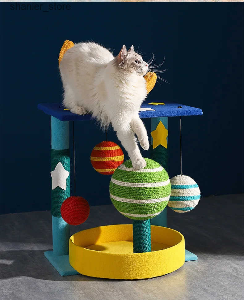 Cat Floor-to-Ceiling Cat climbing frame cat scratch board integrated wear-resistant cat frame vertical sword pole scratch column starry sky toy cat Sp