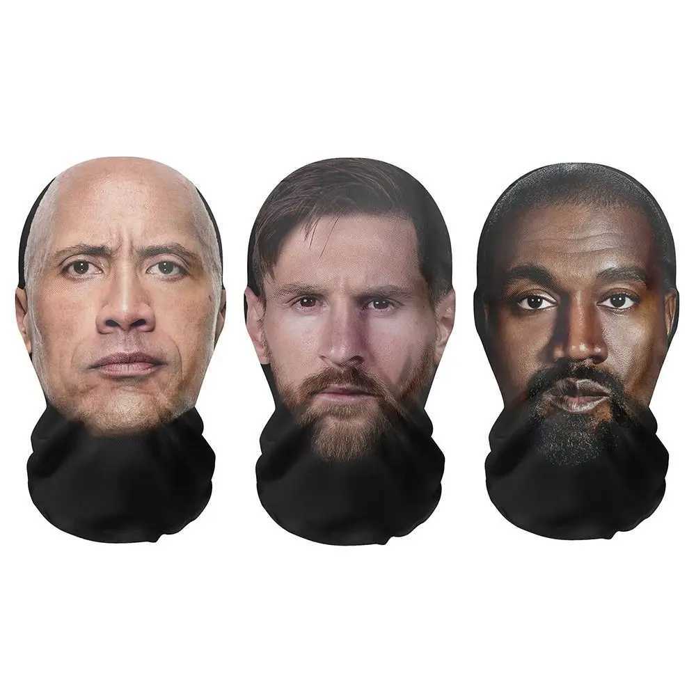 3pcsSunscreen Face Mask Trendy Funny Seamless Riding Bandana Celebrity Face 3D Mask OutsideXJ241209