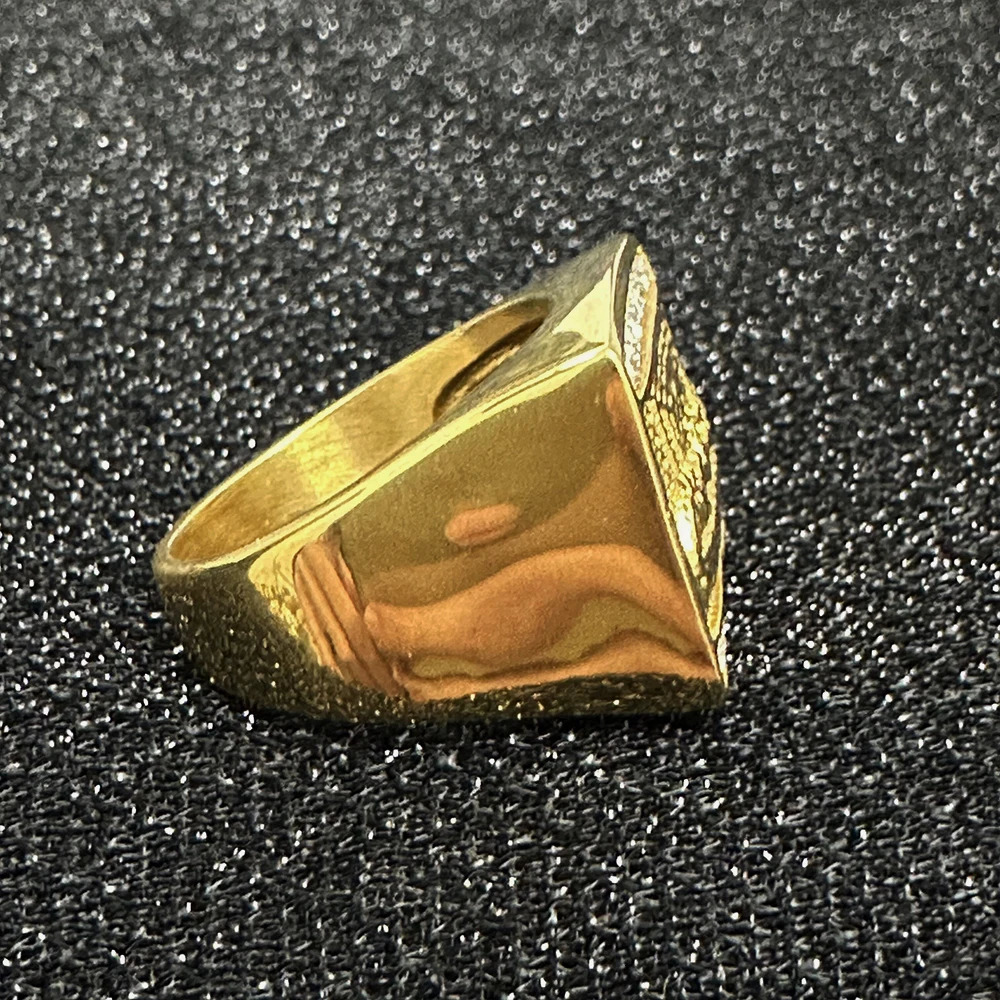 Hip Hop Trendy Ring Diamond Inlay 18K Gold Plated Exquisite Carving Suitable for Street Gangs Nightclub Parties 241209