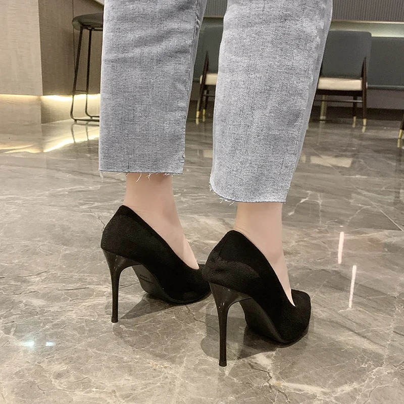 Women Pumps Pointed Toe 6-8-10cm Slip-On Thin Heels Patent Suede Party Wedding Office Lady Size 43 Woman High-Heeled Shoes 241209