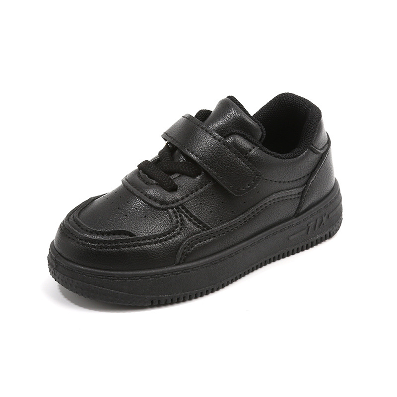 Infant Kid's Leather Black White Shoes Tennis Sneakers Cutefeet Kids Soft Sole Anti Slip Sneaker Toddler Running Sport Shoes Size 21 - 38