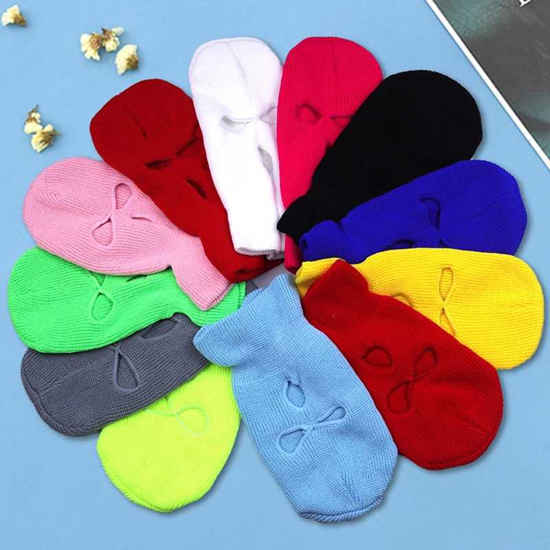 3pcs2023 New Fashion 3-Hole Knitted Full Face Cover Cycling Ski Mask Men Women Winter Balaclava Warm Knit Mask for Outdoor SportsXJ241209
