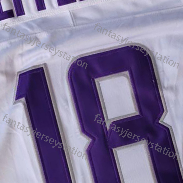 Football Jersey #18 White Polyester V-Neck Embroidered Letter & Number, Men's Athletic Tops for Training & Outdoor Activities, Loose Fit Adult Un