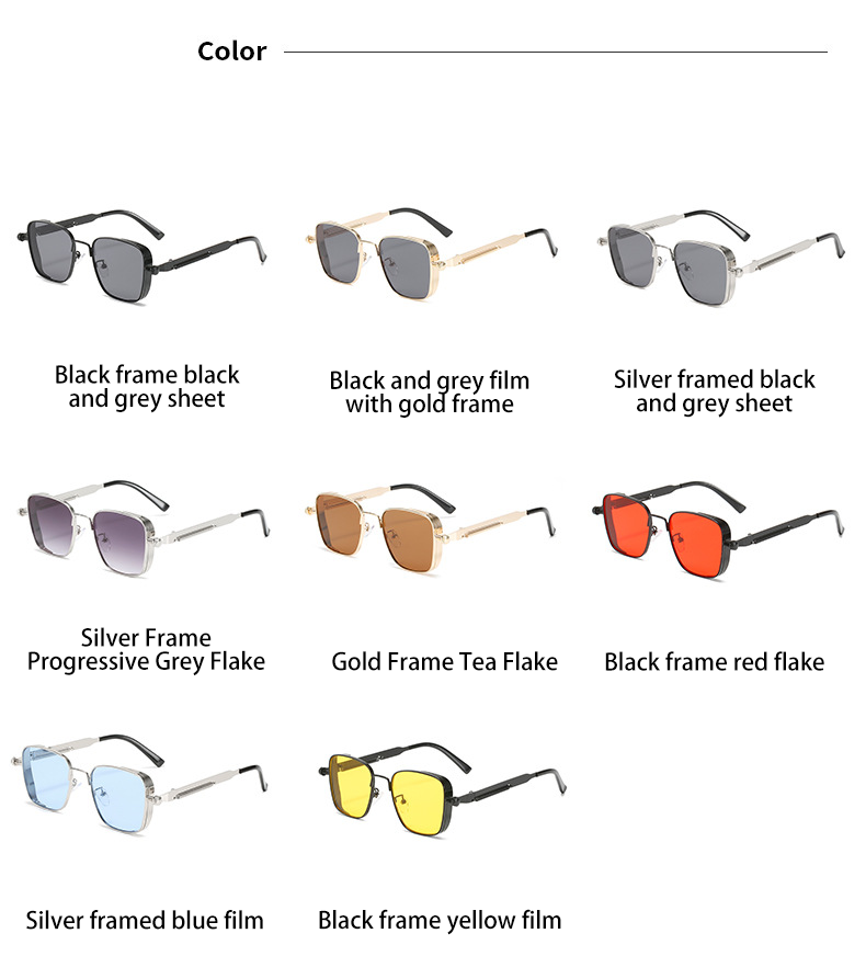 Fashion women's square frame full frame punk style glasses personalised metal spring leg decorative glasses suitable for travelling photos