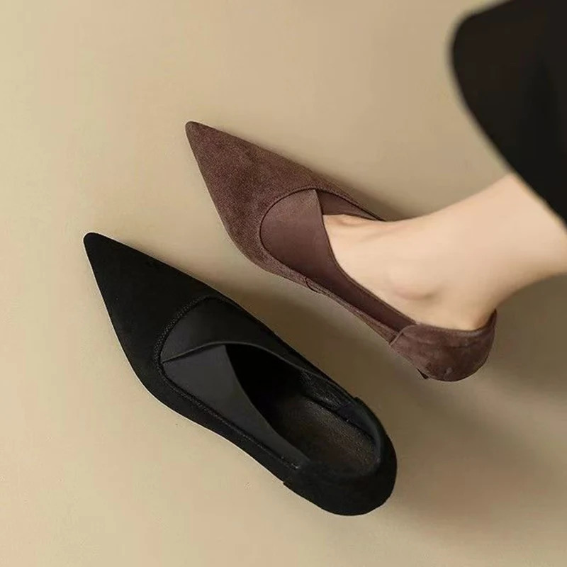 Women Pointed Toe High Heels Shoes Suede Stilettos Shoes Autumn Winter 2025 Elegant Party Shoes Dress Pumps Botas Mujer 241209