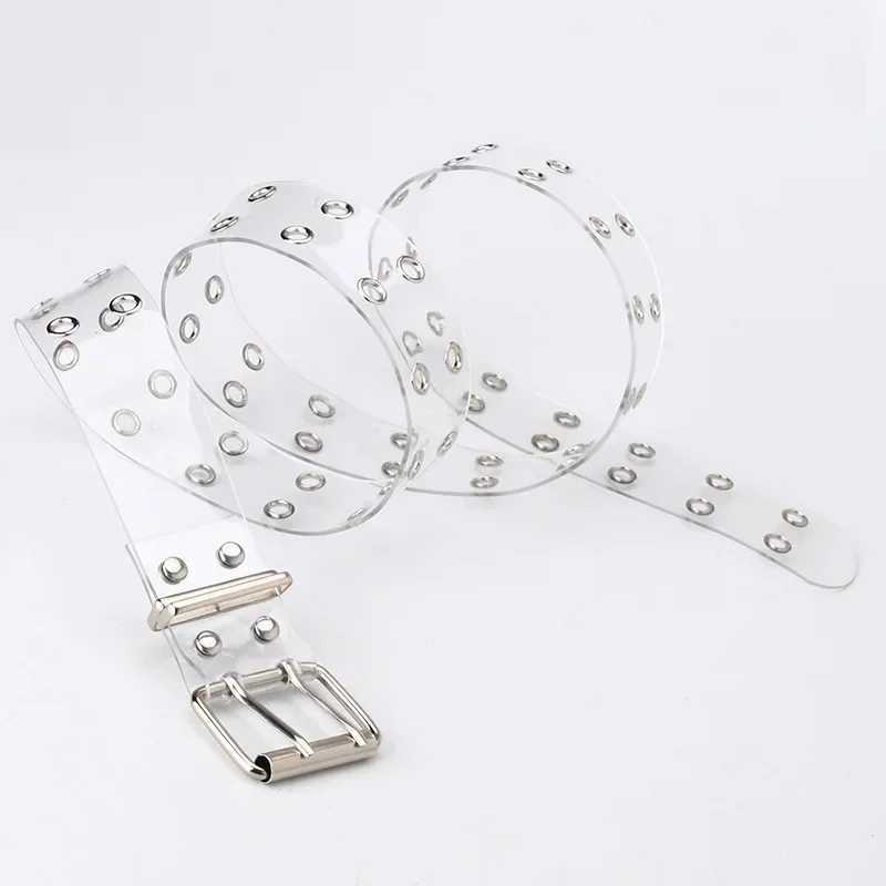 Fashionable PVC transparent tape punk style double perforated tape suitable for casual street chain straps jeans waistband X2412091