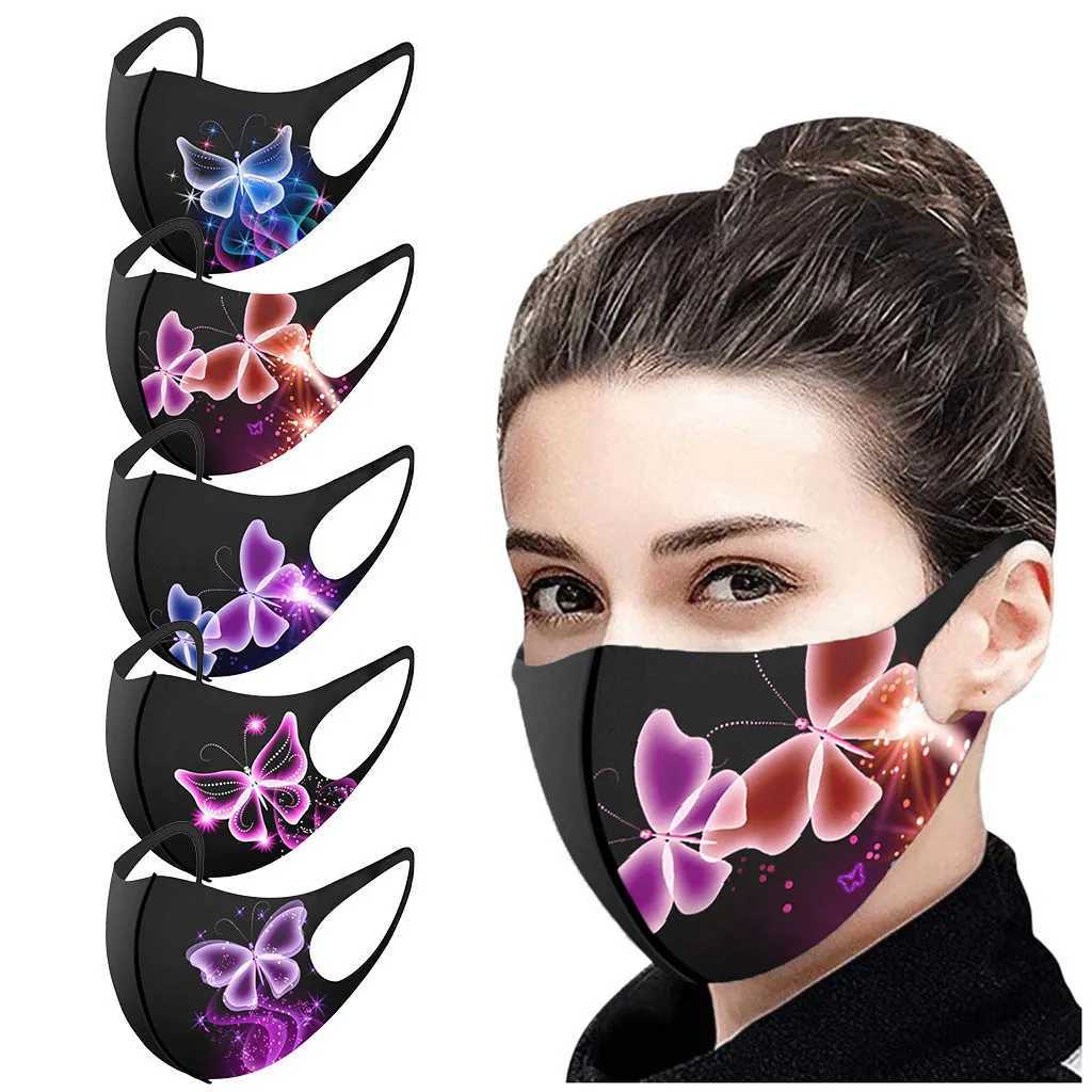 3pcsUnisex Version For Men And Women Printed Protective Mask Black Modified Face Slimming And Reusable Mask Cotton Dust XJ241209