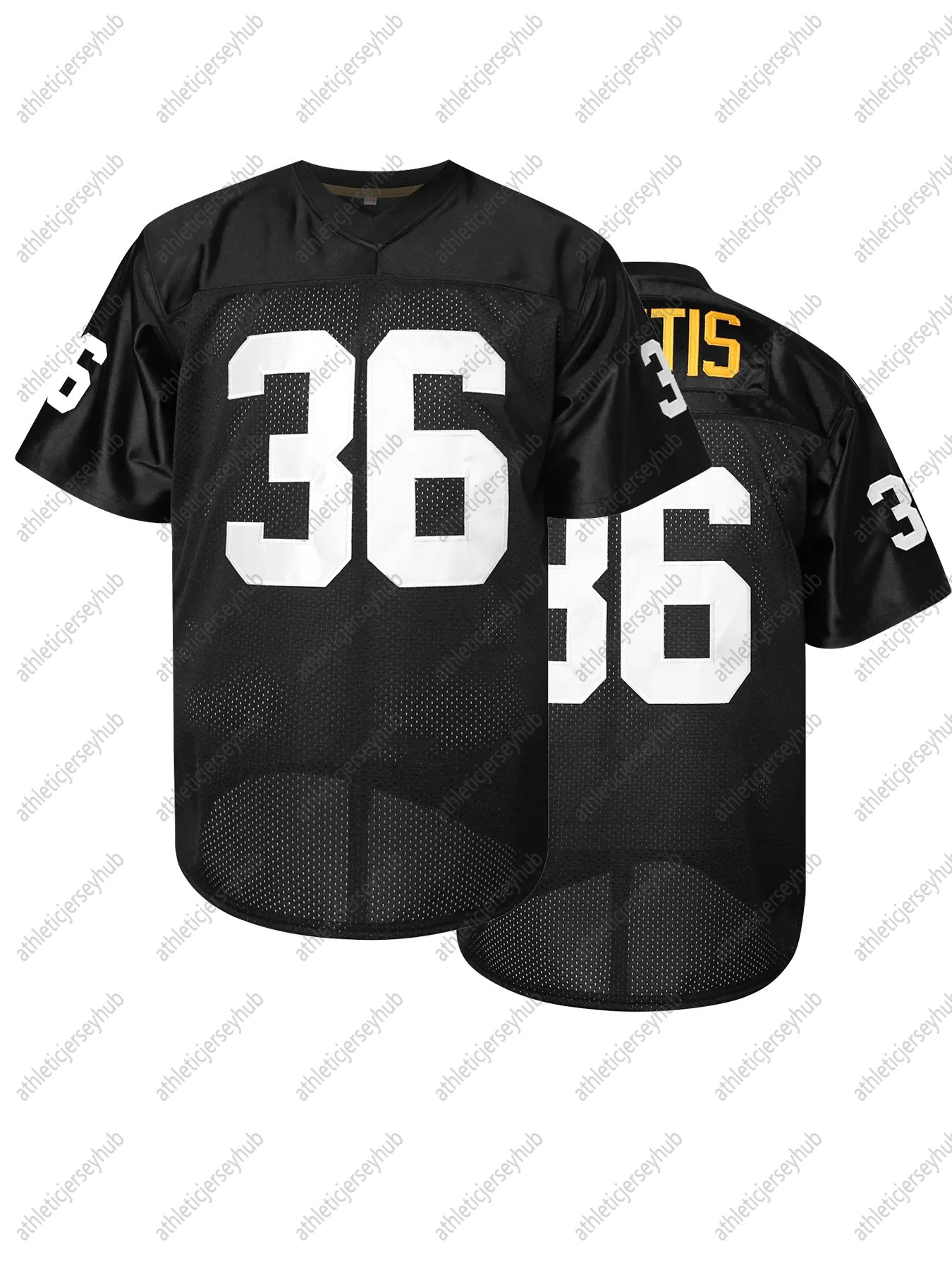 Men's 7 ROETHLISBERGER 36 Bettis 43 POLAMALU 90 Watt American Football Jersey Classic Breathable V-Neck - Short Sleeve Embroidered Shirt for Trai