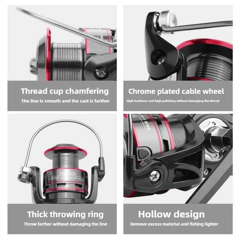 Spinning Reels 8KG-12KG Max Drag Carrete de pesca 5.2 1 Metal Hand Fishing Reel Coils Saltwater Reel for Fishing AccoriesXJ241209