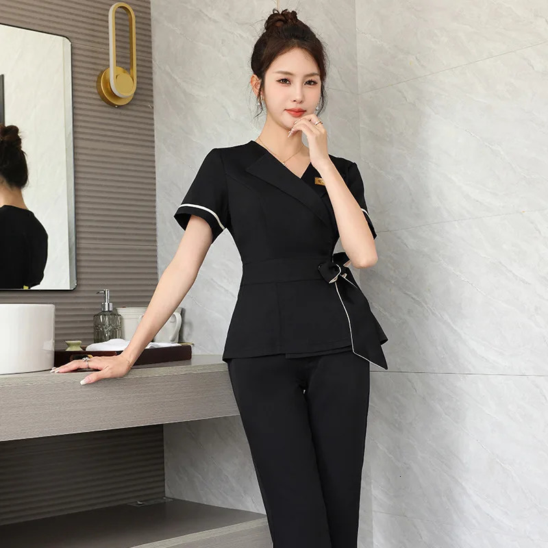 Beautician Uniforms Women Fashion Skin Management Ear Pickers Massage Work Clothes for Women on el Foot Bath Technician S-3XL 241209