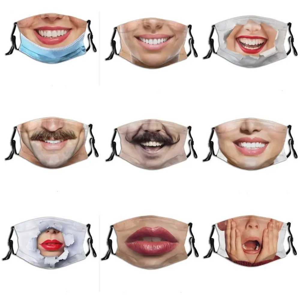 3pcsFacial Expression 3D Three-dimensional Mask Personality Printed Funny Printed Mask Cotton Imitation Party Cosplay Mask GiftsXJ241209