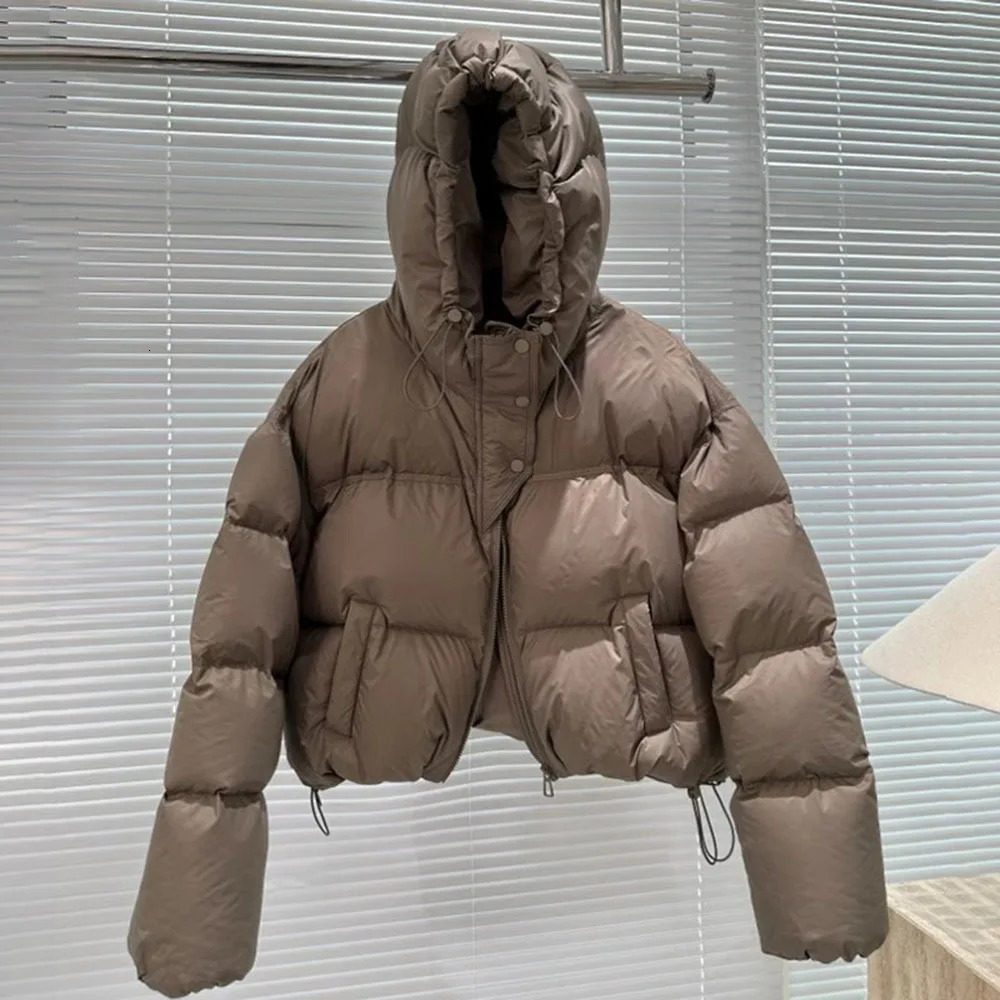 Autumn and winter leisure park womens fashionable white duck down jacket with hood warm size thick coat 241209