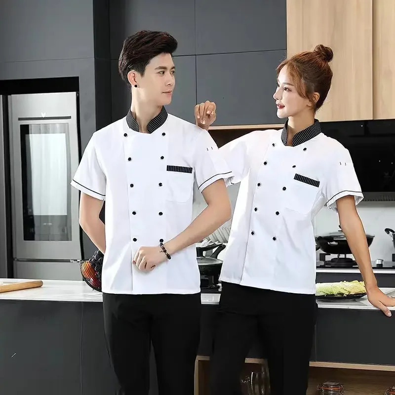 Chef overalls long-sleeved cake shop baker overalls el catering kitchen back cook male and female chef uniforms 241209