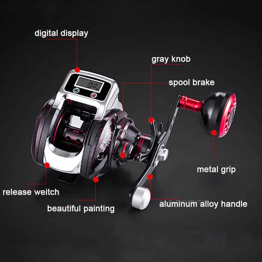 Full Metal 14+1BB ft / Right Fishing Reel with D Digital Display Ectronic Baitcasting Line Counter Reel 6.3 1 Casting ReelXJ241209