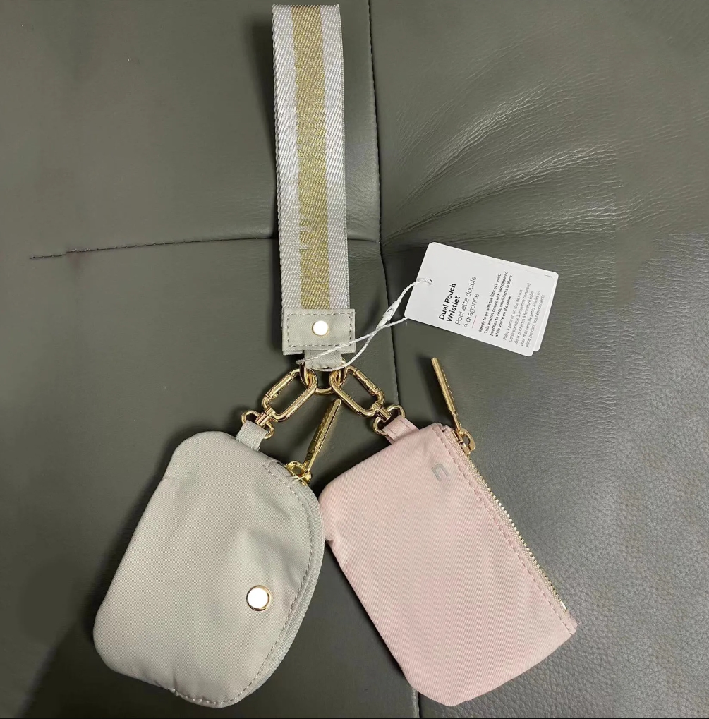 TOP 10 Colours Black White GOLd Yohain Bag Dual Pouch Mini Zip Around Wristlet Portable Keychain Wallet Coin Purse Pocket Wholesale 1209