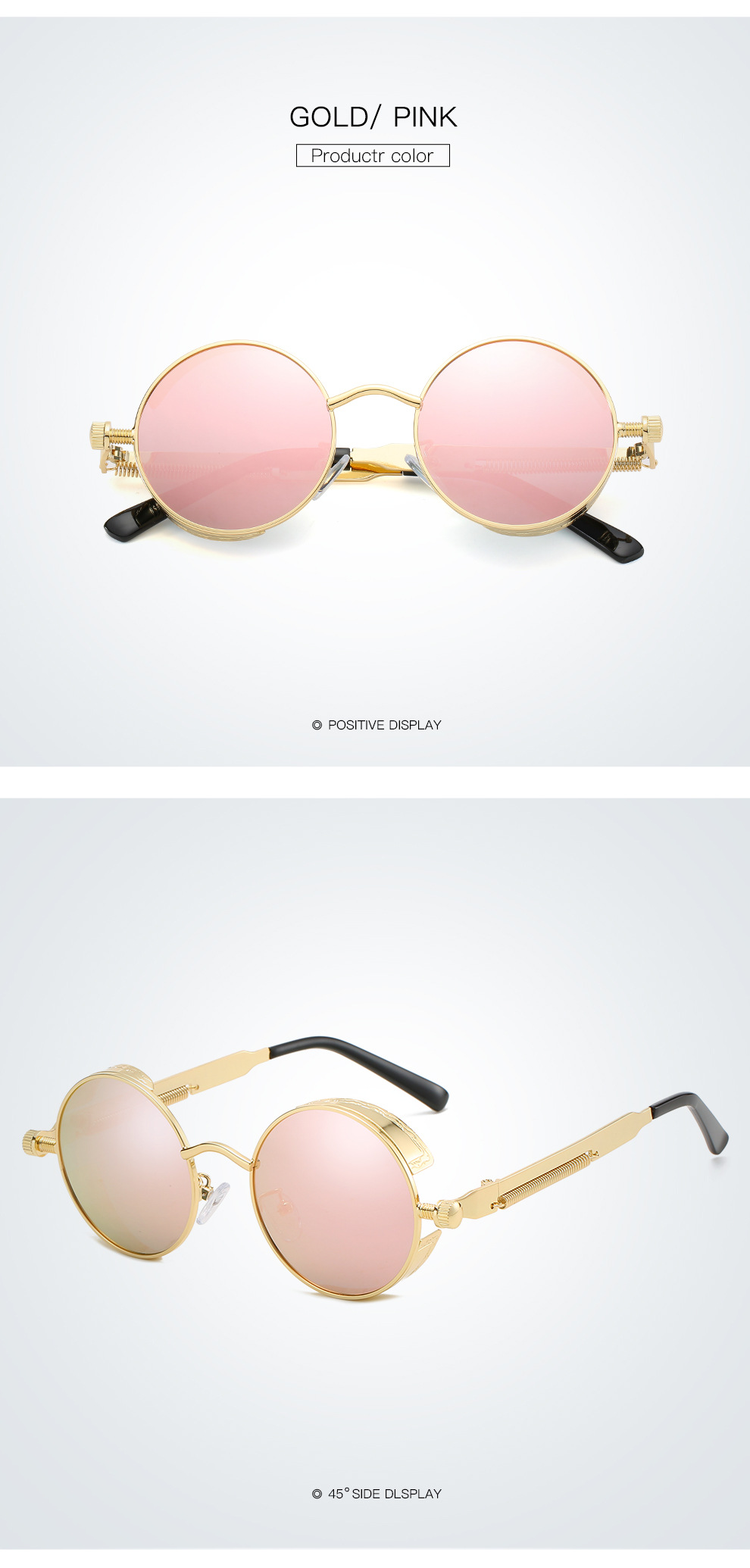 Fashion women's round frame metal full frame round frame glasses punk style personality glasses suitable for travelling to take pictures