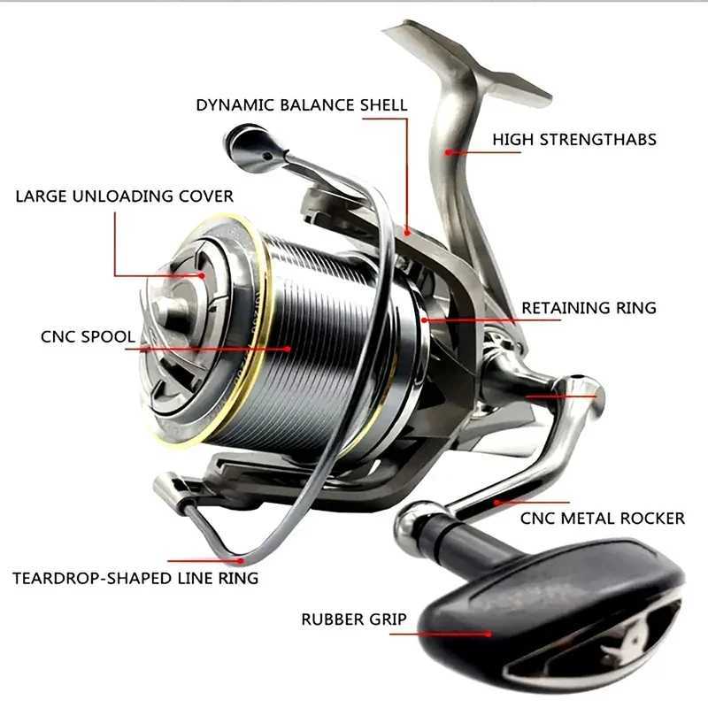Long Casting Big Fishing Reel 8000-14000 Series+Braid Line Set 4.8 1 Gear Ratio Smooth Metail Spool 20KG Max Drag for All WatersXJ241209
