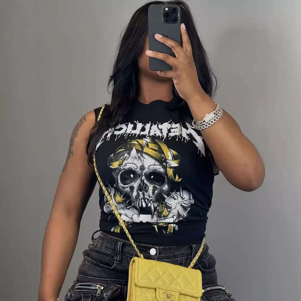 Summer American High Street Brand Fun Hot Stamping Loose Sleeveless Tank Top 2024 New Casual Fashion Trendy Clothing