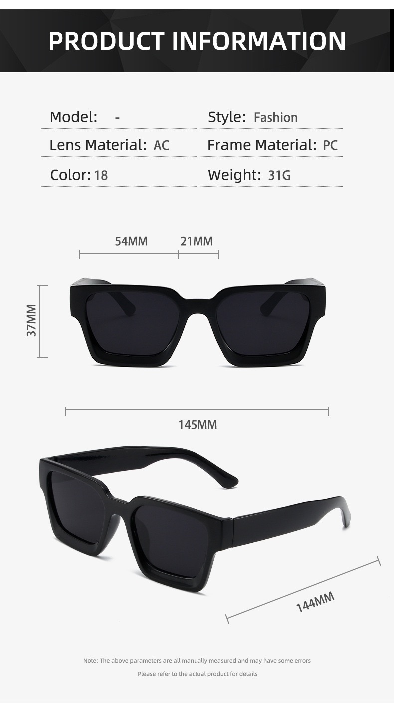 Fashion women's square frame full rim glasses personalised plastic minimalist glasses simple design glasses for travelling for photos
