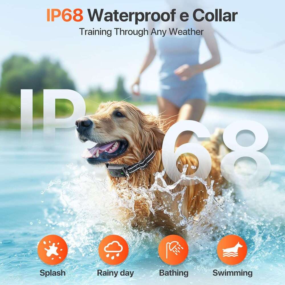 Collar, Dog Remote Control, Electric 4 Training Modes, IP68 Waterproof Rechargeable e Collar for Large Medium Dogs with Beep Shock and Security Lock