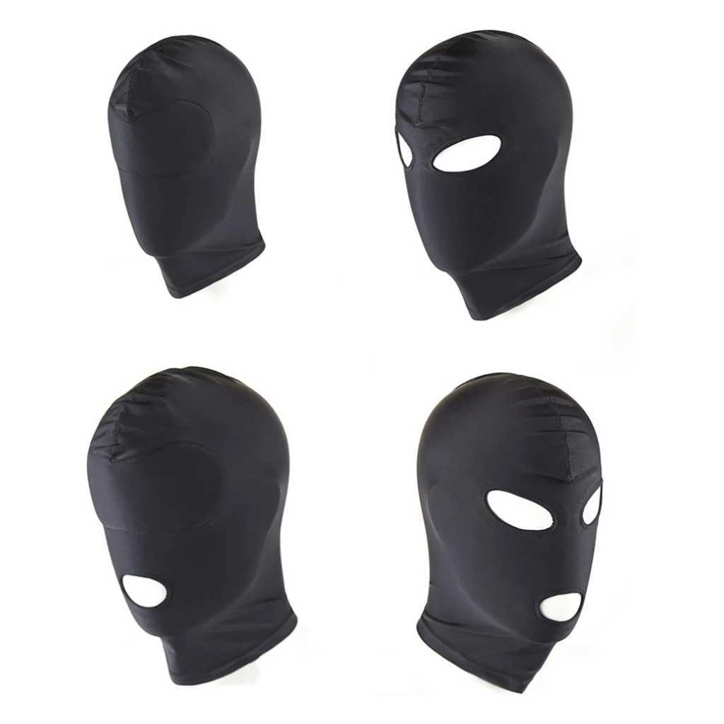 3pcsUnisex Breathable Black Full Face Cover Spandex Zentai Costume Mask Hoods black cool man woman face maskXJ241209