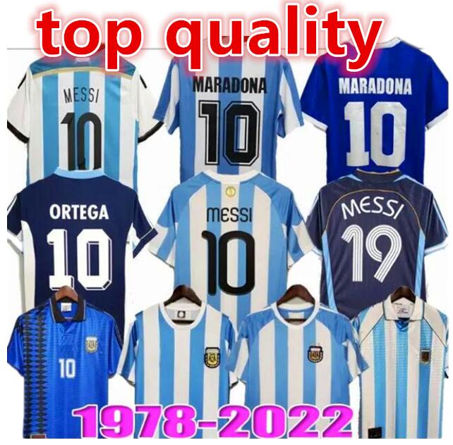 Retro ArgentinA Soccer Jerses Fans Plaer Version M E S S I S ALLISTER DYBALA DI MARIA MARTINEZ DE PAUL MARADONA Men and Kids Football Shirt HOME AWAY