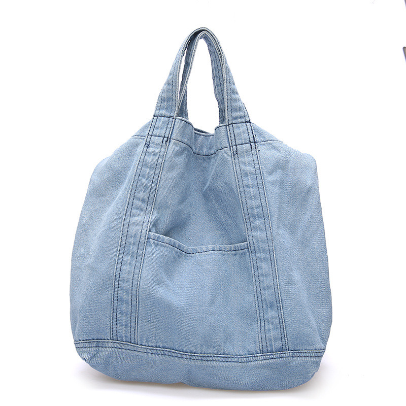 2025 new new Single shoulder denim bag, small white loop