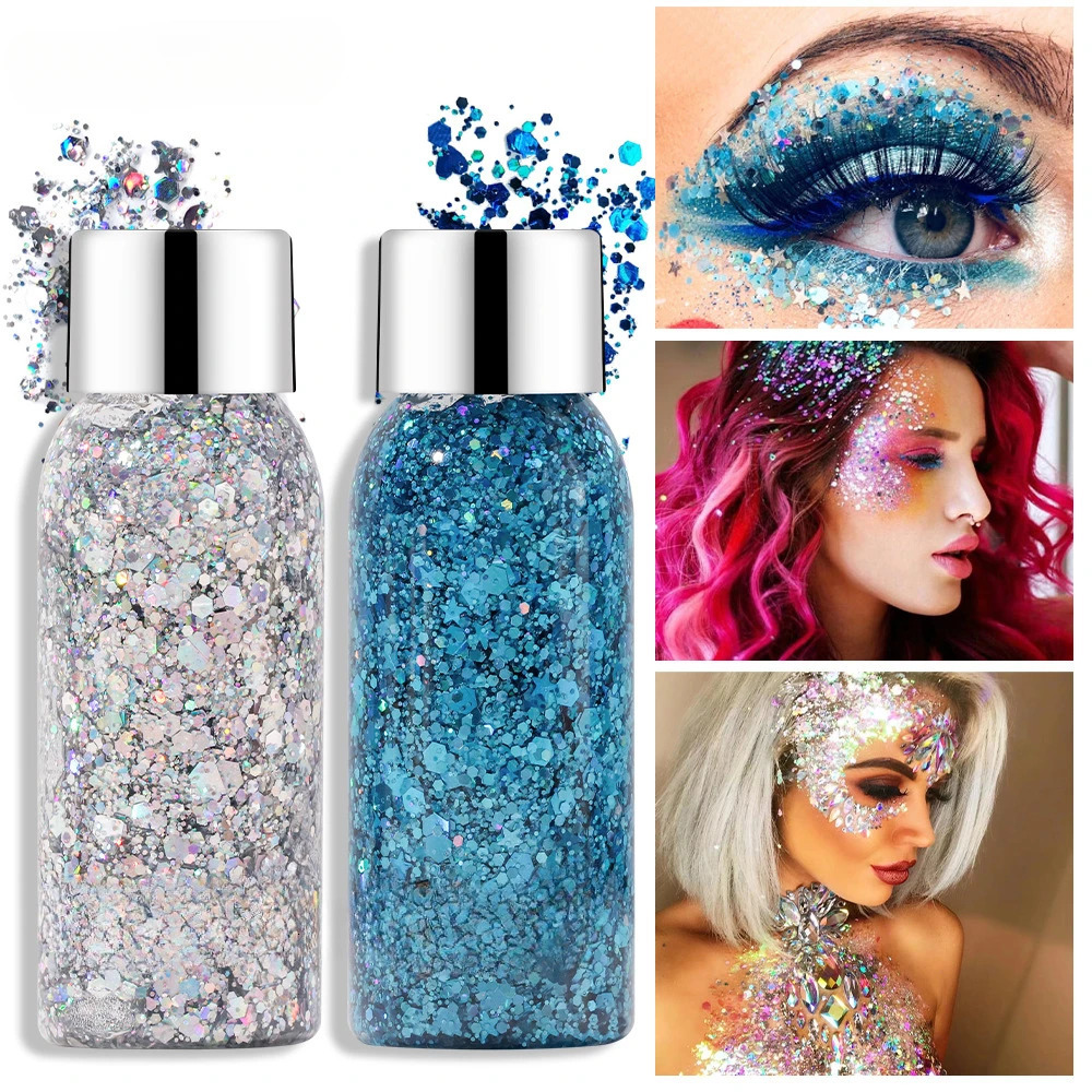 Multifunctional Eye Glitter Hair Body Face Glitter Gel Art Flash Loose Sequins Cream Festival Glitter Decor Eyeshadow Makeup 241209