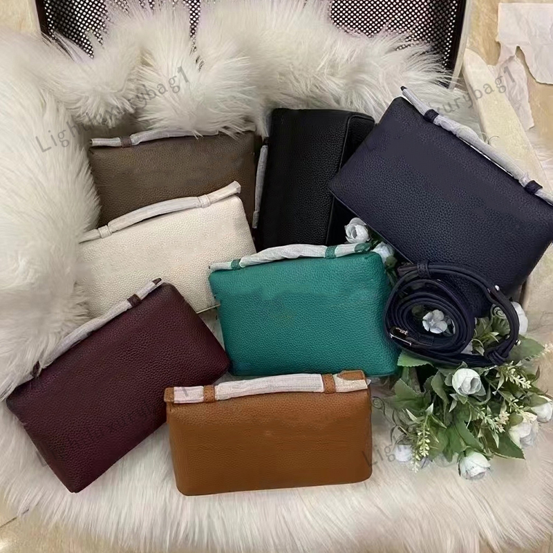 Designer Double Zipper Rectangular Handbag Fine Ostrich Leather Grain Luxury Backpack Pattern Detachable Classic Women Mini Tote Lunch Box Bag cosmetic bag