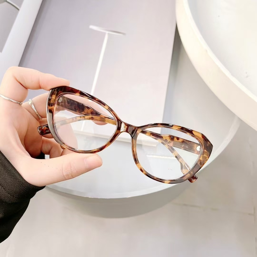 Fashion women's cat eye design frame full rim glasses personalised plastic personalised glasses leg design glasses for travelling for photos