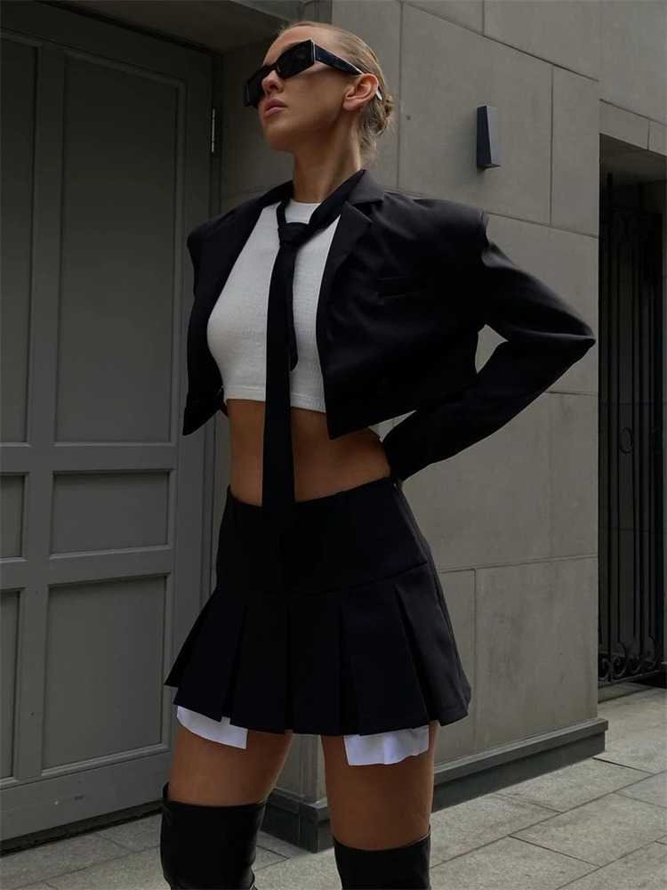 Taruxy Green Blazers For Women Cropped Coats Jacket Summer Casual Outfits Fashion Chic Jacket Womens Blazer Suits 241209
