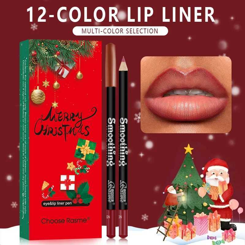Bare brown lip pencil line matte smooth waterproof lipliner durable non stick cup lipstick pen beauty makeup Christmas boxXJ241209