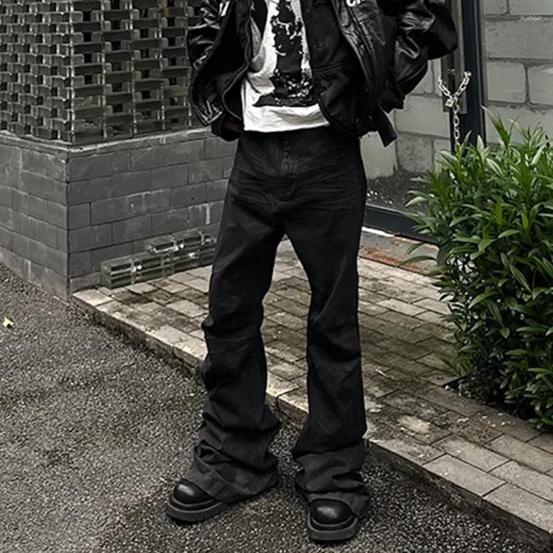 2025 S Fashion Designer Men S Jeans Black Streetwear Glue Coated Boot Cut For Men And Women Straight Baggy Casual Flare Pants Oversized Loose Denim Tr