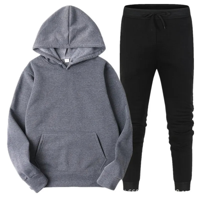 2024 autumn and winter men and women can pullover hoodie jogging pants two-piece Set hip hop sportswear suit fashion trend 241209