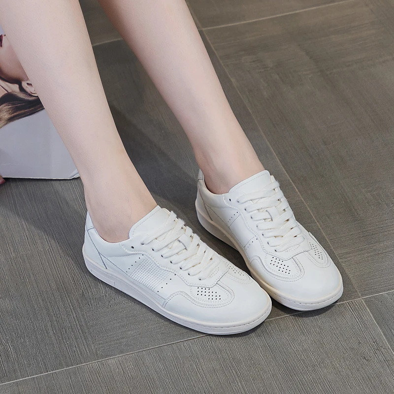 AIYUQI Women's Sneakers Autumn Genuine Leather Casual Shoes Women Strappy Flat Student Shoes Women
