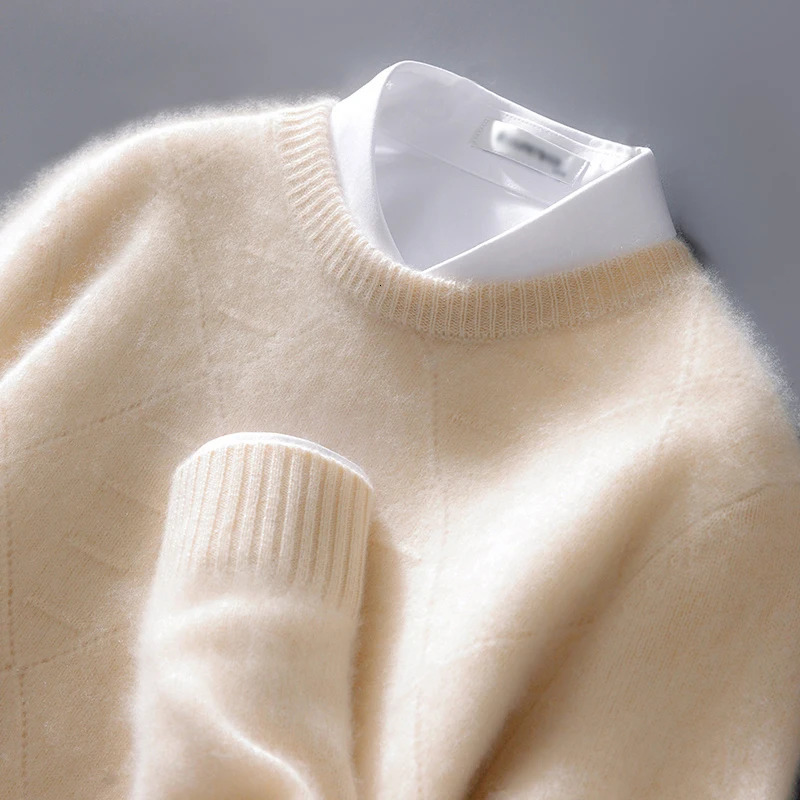 ATTYYWS 100% Merino Wool Mens Zipper O-neck Sweater Casual Knitted Solid Color Autumn/Winter Mens Wool Sweater 241205