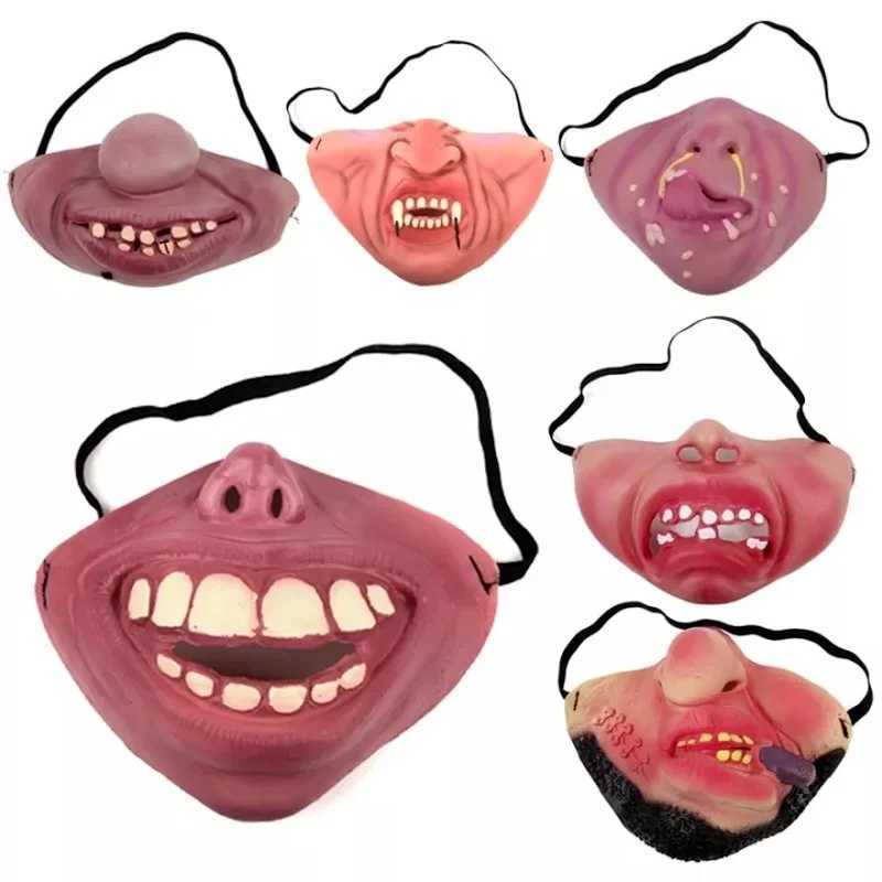 3pcsFunny Latex Half Face Masks Adult Cosplay Humorous Elastic Band Clown Masks Halloween Joy Props Performance Party DecorationXJ241209
