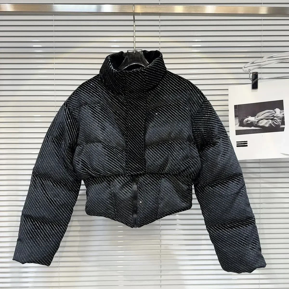 2024 Winter Fil Lumiere Diagonal Suede Short Coat Womens Irregular Ruffle 241209