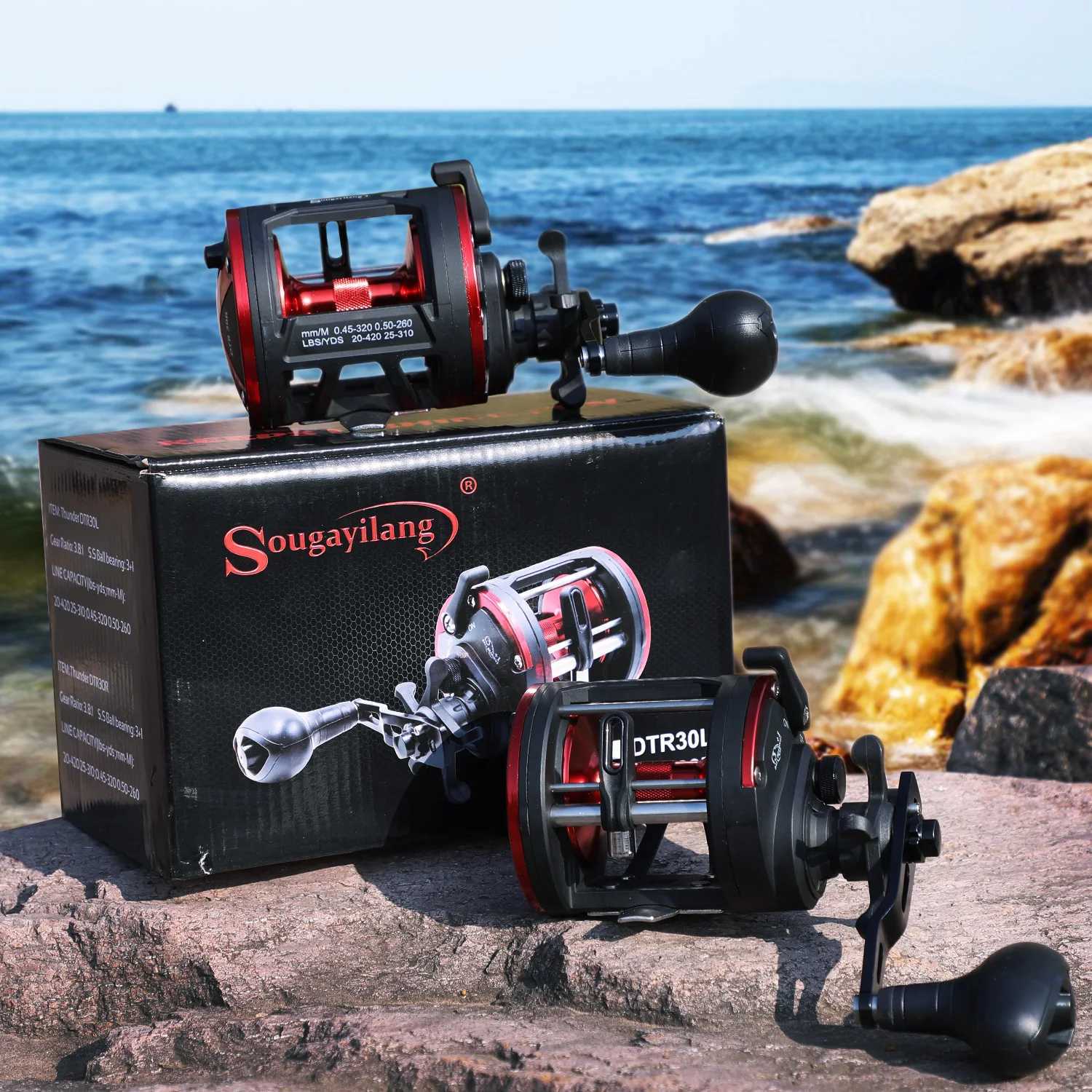 Sougayilang Trolling Reel Drum Fishing Reel ft/Right Hand Casting Sea Fishing Reel Large Line acity Baitcasting ReelXJ241209