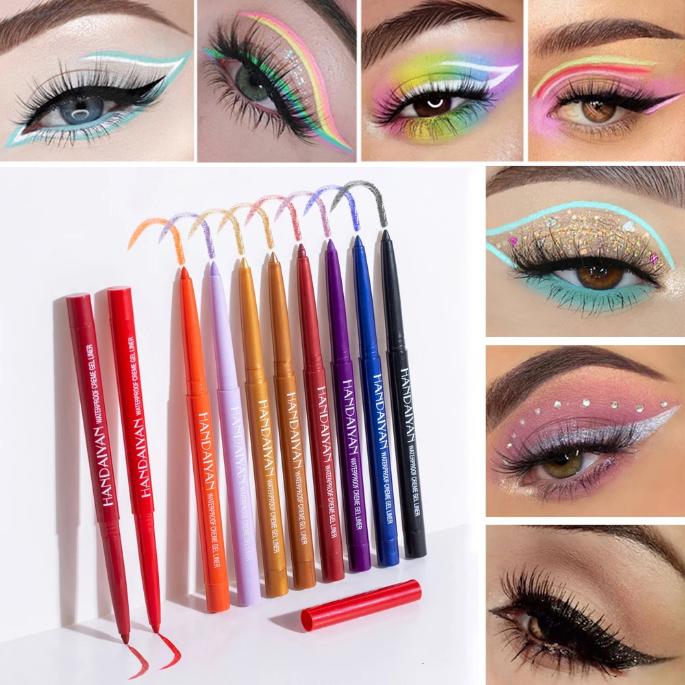 20 Colors Matte Eyeliner Gel Pencil Shine Purple Black Easy To Wear Colorful White Blue Eye Liner Pen Cream Makeup Cosmetics 241209