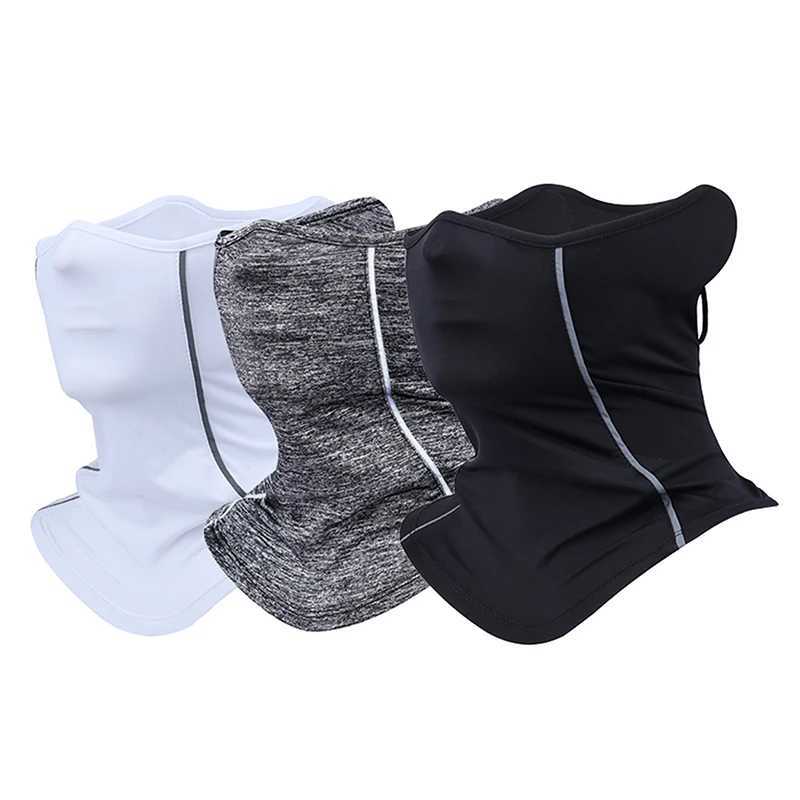 3pcsReflective Nigh Riding Half Face Mask Summer Ice Silk Sunscreen Dust-proof Neck Collar Scarf Sports Bandana Men WomenXJ241209