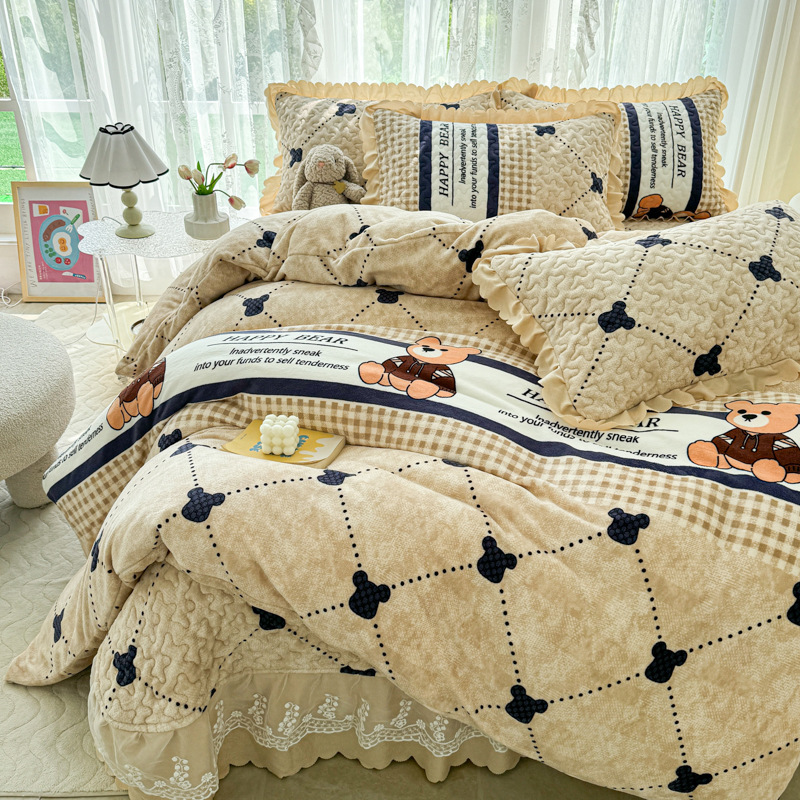 Autumn and Winter Thickened Milk Fluff Edge Duvet Cover